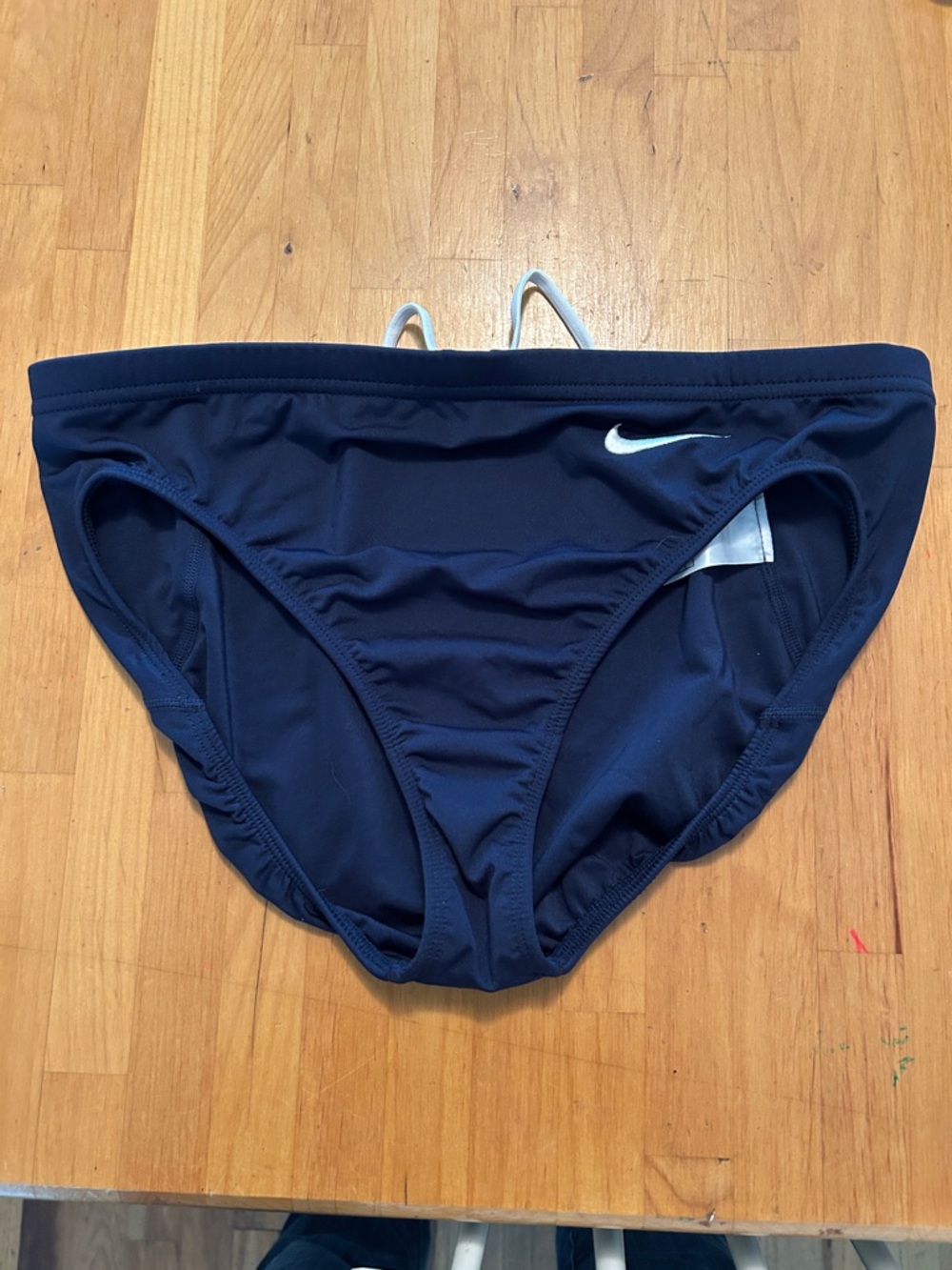 Women’s Nike Navy Blue Swim Briefs with White Swoosh